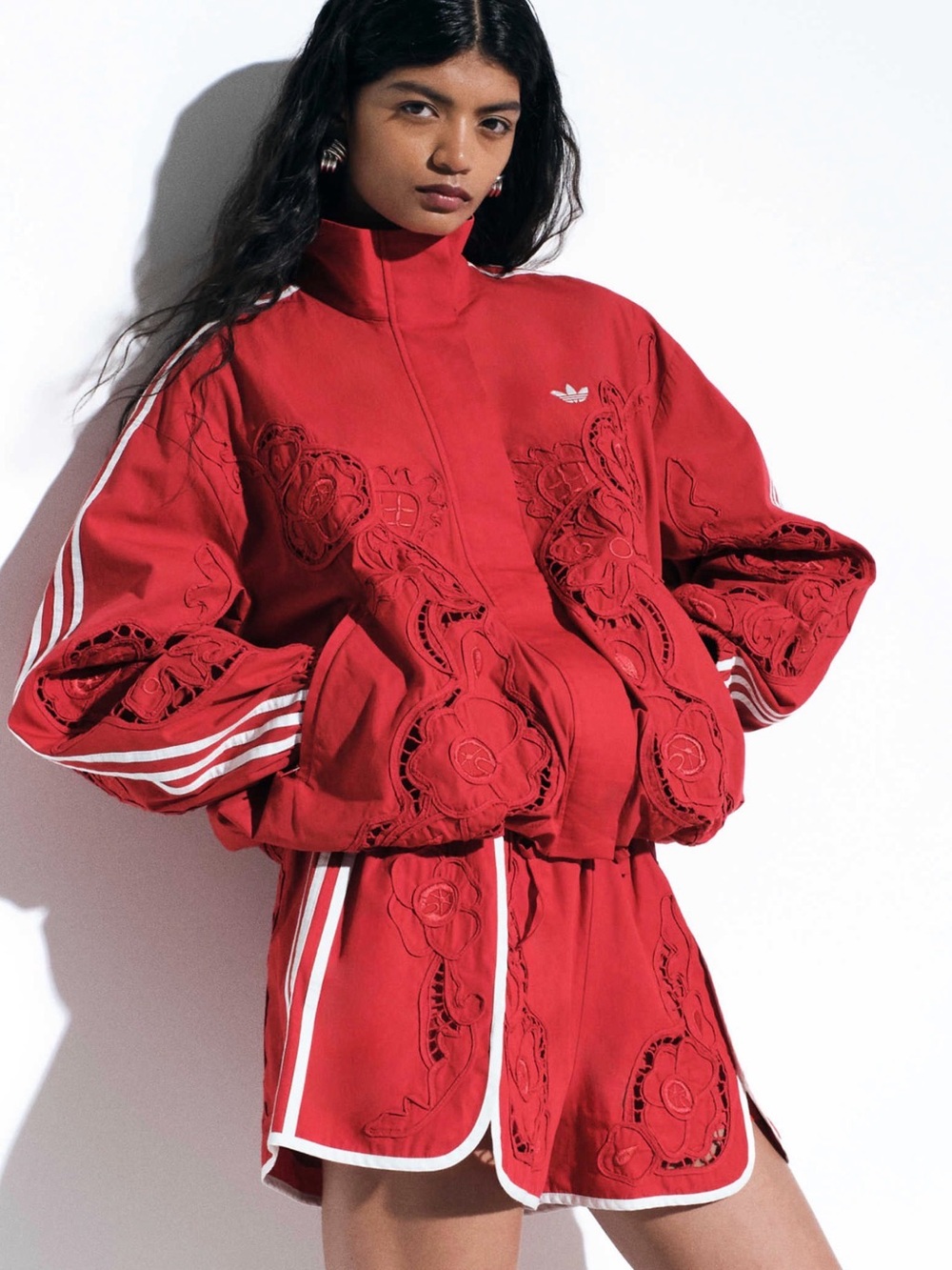 adidas Originals × ASOS oversized cutwork track jacket in red - Picture 2 of 4